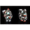 Image 1 : Pair of Zuni Multistone Rainbow Dancer Rings