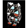 Image 7 : Pair of Zuni Multistone Rainbow Dancer Rings