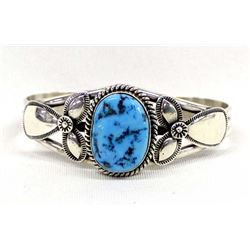 Navajo Sterling Turquoise Bracelet by M. Spencer