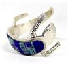 Image 1 : Navajo Sterling Turquoise Inlay Lizard Bracelet