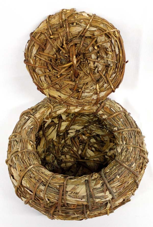 Mission Kumeyaay Leaf and Willow Lidded Basket