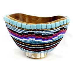 Hand Beaded Wood Bowl by Kathy Kills Thunder