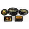Image 1 : 5 Vintage Ethnic Lacquerware Trinket Boxes