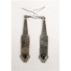 Native American Navajo Sterling & Onyx Earrings