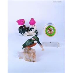 A ROCK CRYSTAL AND GUILLOCHÉ ENAMEL MANTEL CLOCK;the domed rock crystal case with stepped base, mech