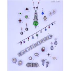 A PAIR OF SAPPHIRE AND DIAMOND-SET EARPENDANTS;the scrolling surmount set with circular-cut sapphire