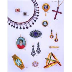 A MID 19TH CENTURY GARNET AND DIAMOND-SET FRINGE NECKLACE/TIARA;the graduated garnet-set collet rivi