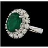 Image 1 : 3.53 ctw Emerald and Diamond Ring - 14KT White Gold