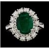 Image 2 : 3.53 ctw Emerald and Diamond Ring - 14KT White Gold