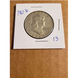 1962 D Silver Franklin Half Dollar