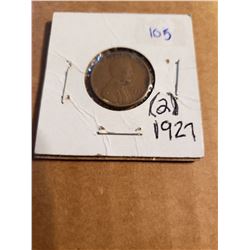 2 1927 Wheat Pennies In One Coin Sleeve