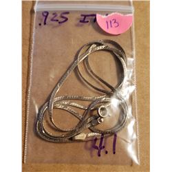 Italian 925 Silver Necklace Total Weight 4 .1 Grams