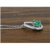 Image 4 : 14KT White Gold Emerald and Diamond Pendant with Chain