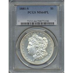 1881-S $1 Morgan Silver Dollar Coin PCGS MS64PL