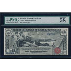 1896 $1 Educational Silver Certificate PMG 58