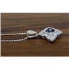 Image 4 : 14KT White Gold Blue Sapphire and Diamond Pendant with Chain