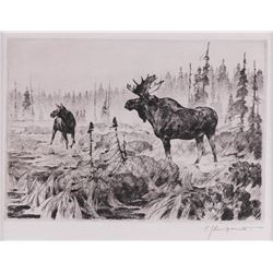 Carl Rungius, etching