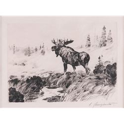 Carl Rungius, etching