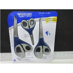 New set of 3 Westcott Titanium Scissors / stays sharper longer than stainless