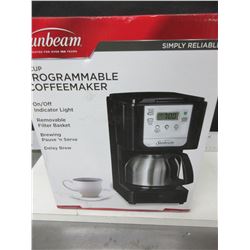 New Sunbeam 5 cup programmable Coffee Maker/ 1hr shut off / stainless