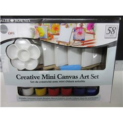 New Mini Canvas Art Set / 58 pc. / 6 canvas-Easels- 12 paints and more