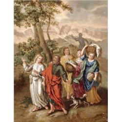 Német festo, 18. sz. közepe - Lót leányaival Szodomából menekül