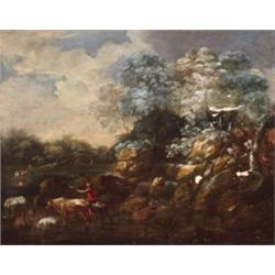 Német festo, 18. sz. - Sziklás táj vándorokkal