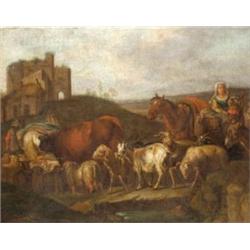 Dél - német festo, 18. sz. elso fele - Pásztorok tájban