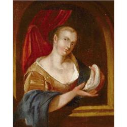 Holland festo, 1700 körül - Fiatal hölgy fülkében