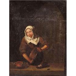 Leideni festo, 18. sz. - Edényt tisztító asszony