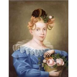 Wieland, Carl (muködött a 19. sz. elso harmadában Bécsben) - Ifjú hölgy rózsakosárral, 1831