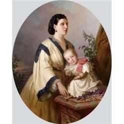 Heinrich Ede (Pest, 1819 - Milan, 1885) - Arisztokrata hölgy kislányával, 1863