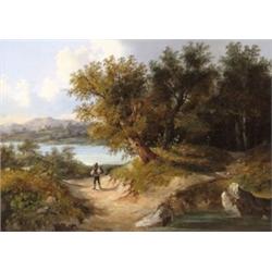 Osztrák festo, 19. sz. közepe - Táj vándorral