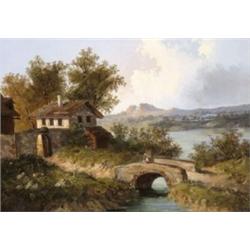 Osztrák festo, 19. sz. közepe - Tóparti táj