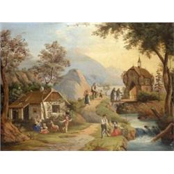 Osztrák festo, 19. sz. - Falusi idill