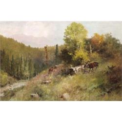 Neogrády Antal (Galsa, 1861 - Alag, 1942) - Oszi táj szarvasokkal