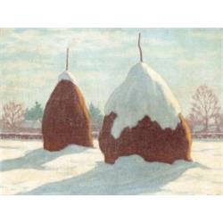 Börtsök Samu (Tápiószele, 1881 - Budapest, 1931) - Szénaboglyák téli napfényben