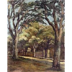 Orbán Dezso (Gyor, 1884 - Sydney, 1986) - Platánsoros utca délutáni napsütésben