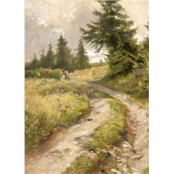 Schickedanz Albert (Biala, 1846 - Budapest, 1915) - Virágot szedo lány