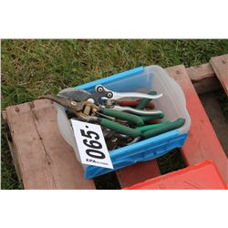 BOX WITH ASSORTED SNIPS & TOOLS