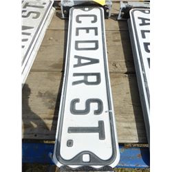 "CEDAR ST" METAL ROAD SIGN & BRACKET