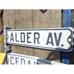 "ALDER AVE" METAL ROAD SIGN & BRACKET