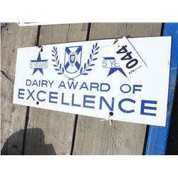 DAIRY AWARD OF EXCELLENCE METAL SIGN