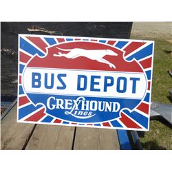 GREYHOUND BUS DEPOT METAL SIGN