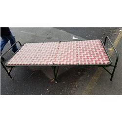 VINTAGE FOLDING COT AND EXERCISE TRAMPOLINE