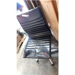 BLACK LEATHER AND CHROME MODERN GAS LIFT OFFICE CHAIR