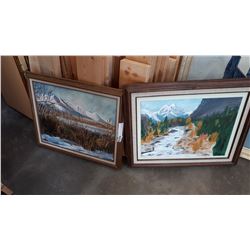 2 OIL CANVAS FARM PAINTINGS