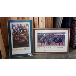 2 CLOVERDALE RODEO PRINTS FROM 1991 AND 1994 FRAMED
