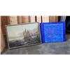 Image 1 : SIGNED OIL ON CANVAS "THE HARBOUR" AND BLUE ACRYIC TREE OF LIFE"