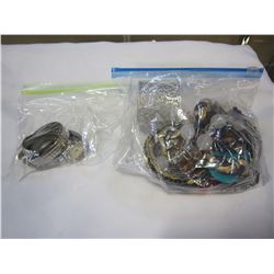 BAG OF JEWELRY AND 3 WATCHES